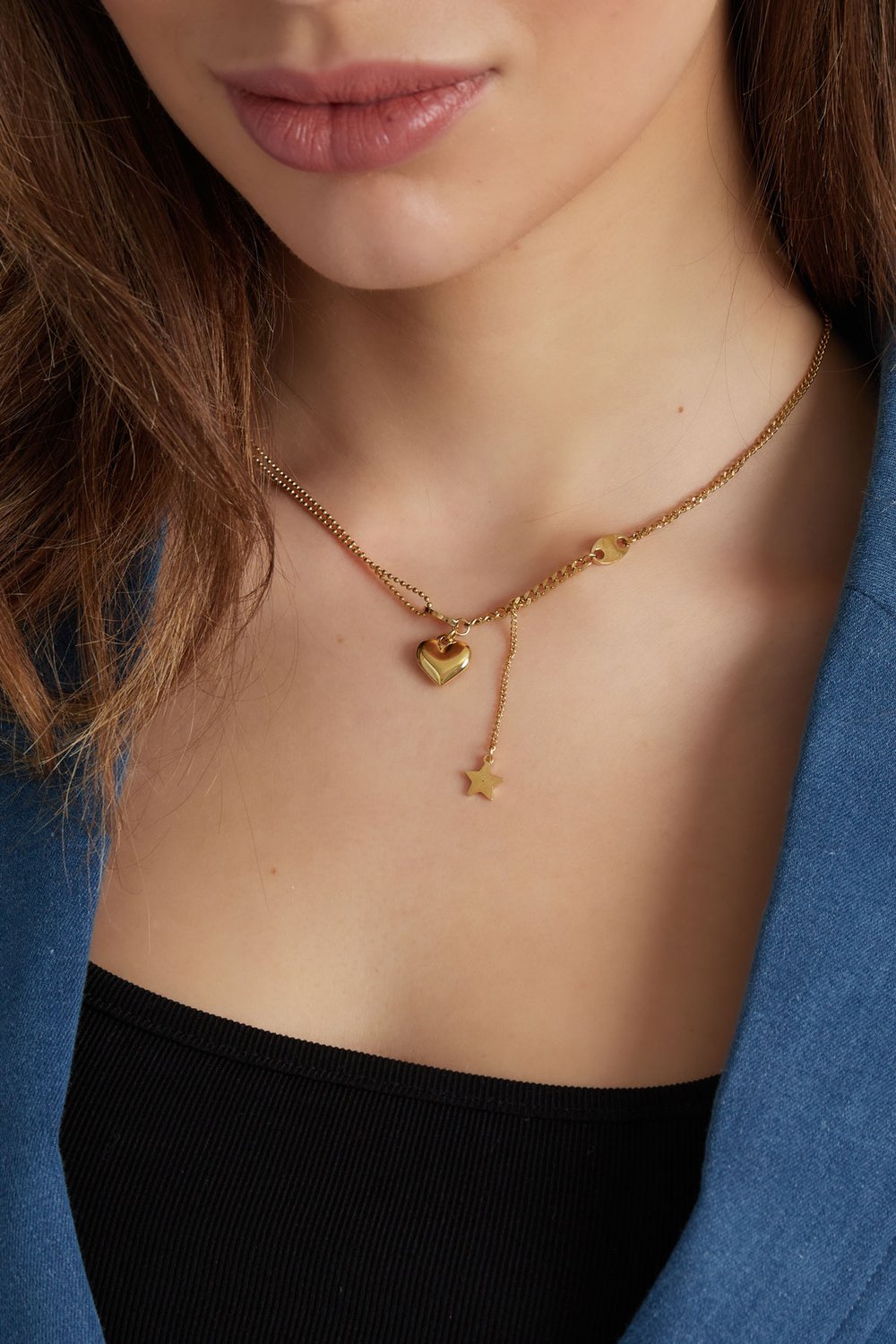 collana con ciondolo cuore e stella h5Immagine3